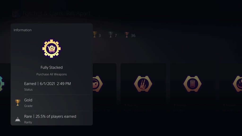 rift apart weapons trophy