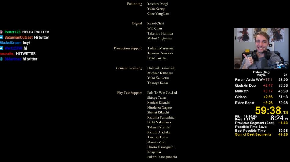 elden ring speedrunner under one hour