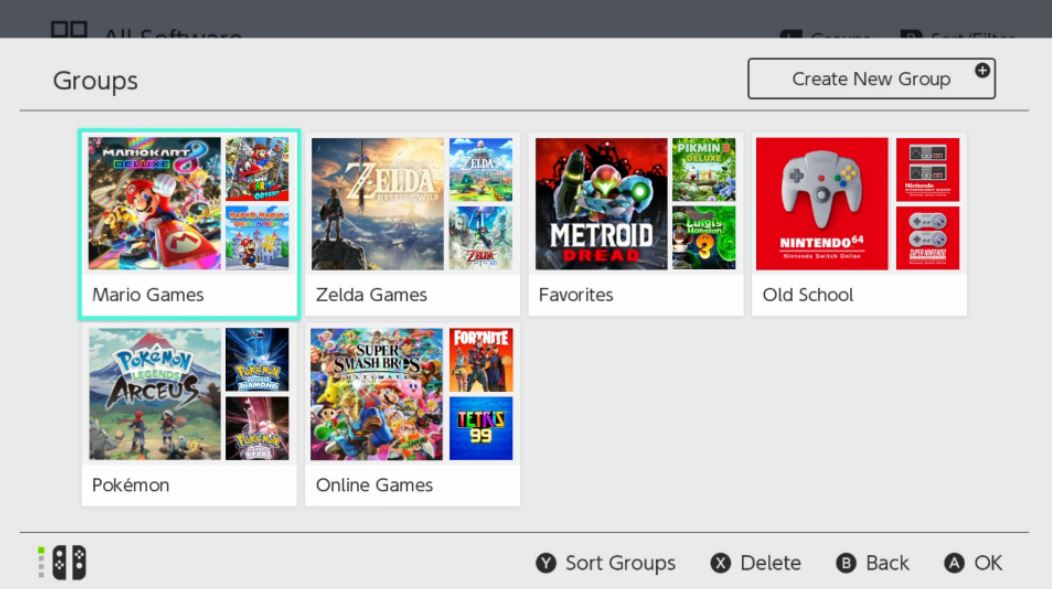 nintendo switch folders