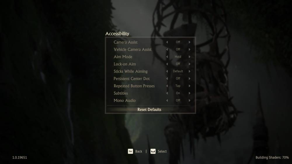uncharted legacy of thieves collection accessibility settings