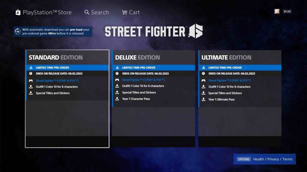 street fighter 6 ps store listing