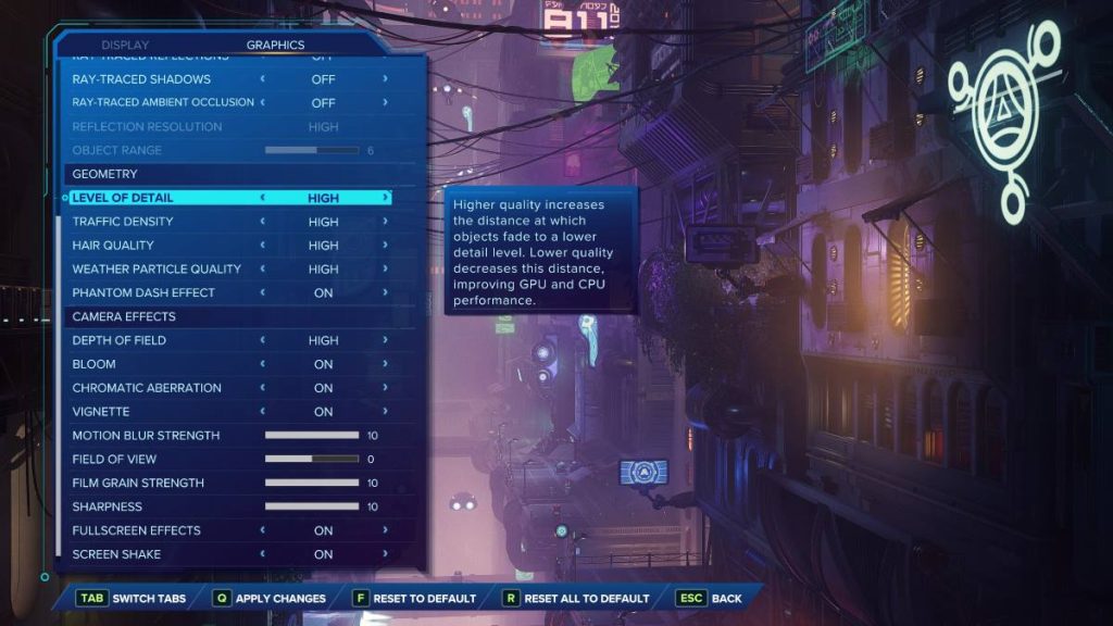 ratchet & clank rift apart graphics options 3