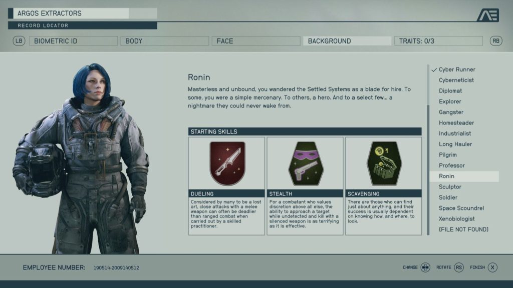 starfield ronin background