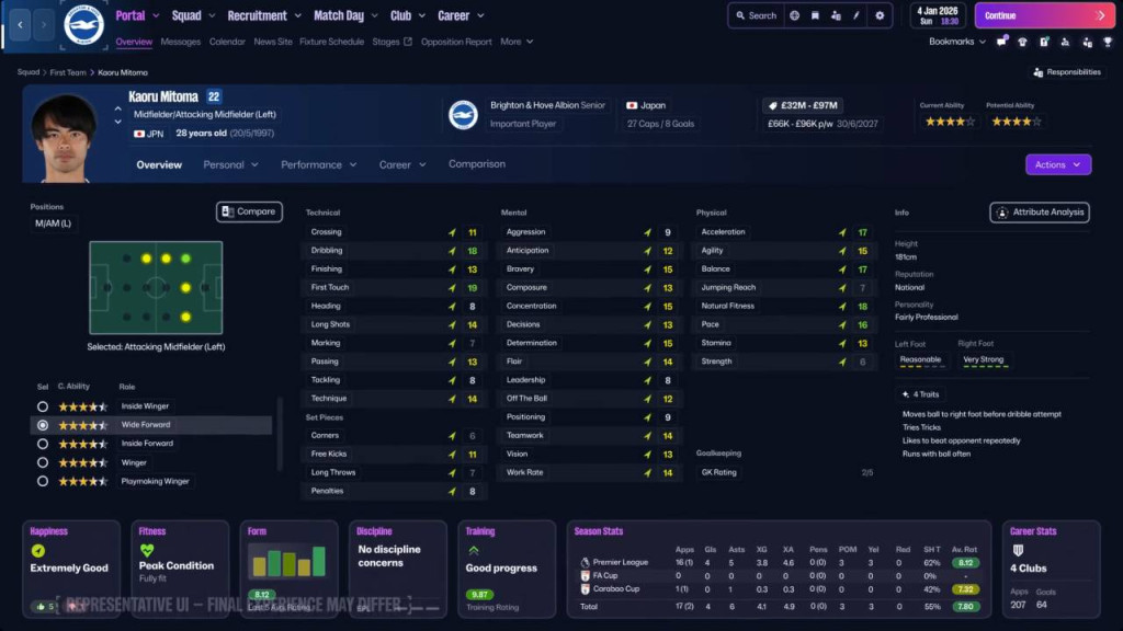football manager 26 player profile