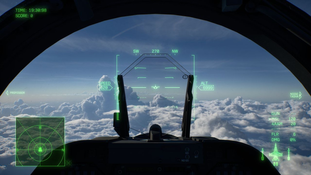 ace combat 8 wings of theve cockpit view