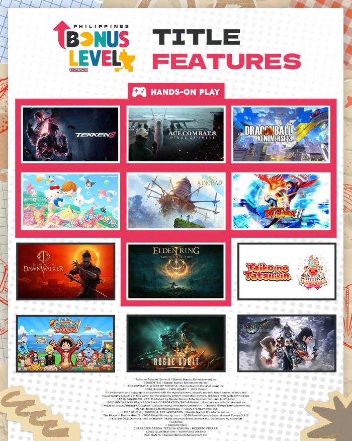 bonus level 2026 philippines bandai namco playable titles