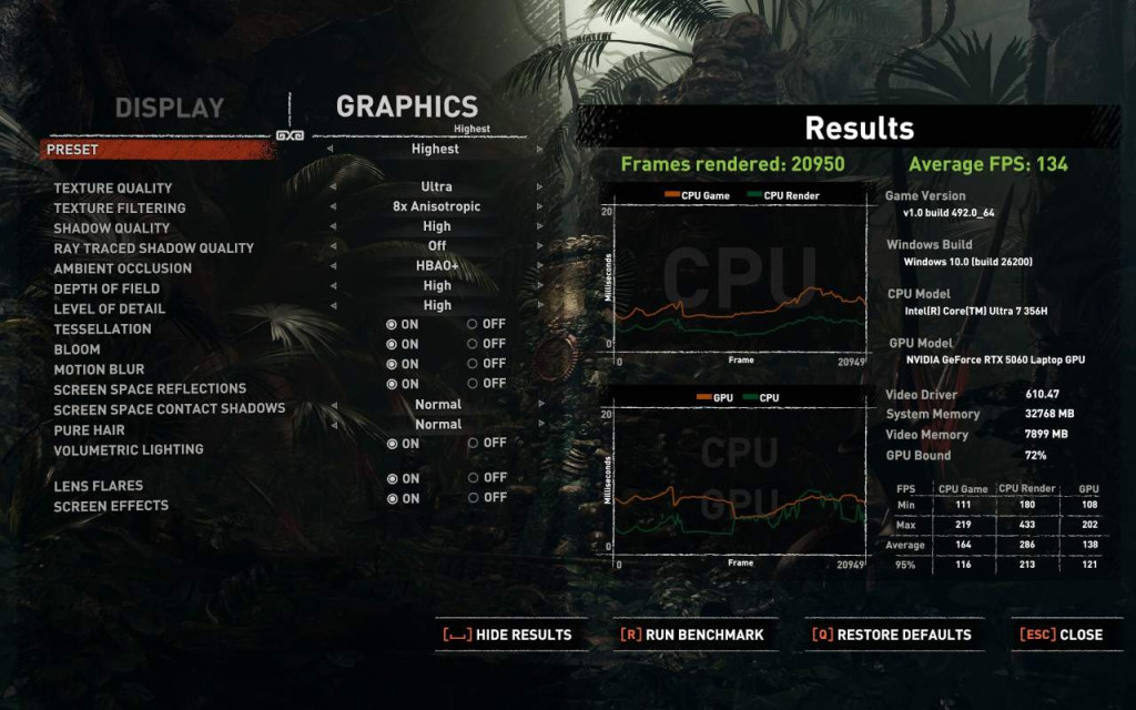lenovo legion 5i gen 11 benchmark shadow of the tomb raider