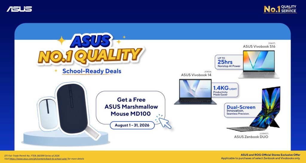 3 - FREE ASUS Marshmallow Mouse MD100 Until August 31, 2026