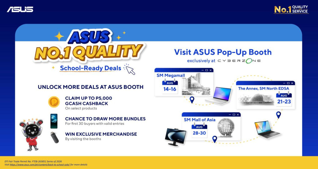5 - Up to PHP 5k GCash Cashback at ASUS Pop-Ups