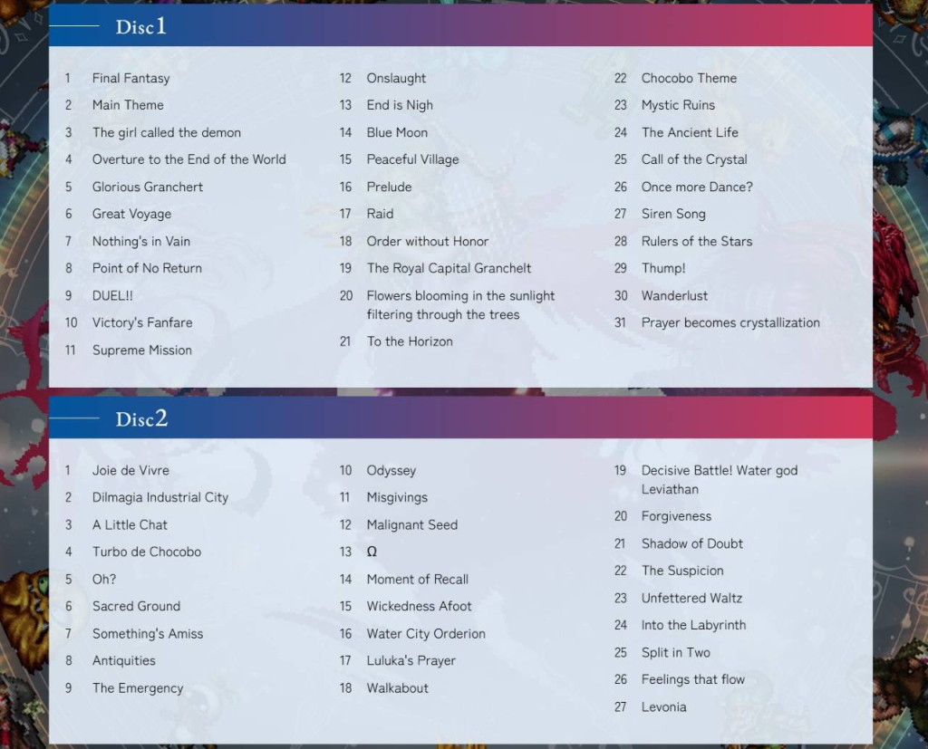 final fantasy resonance soundtrack track list 1